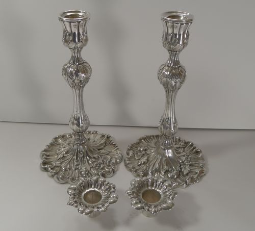 PAIR ANTIQUE ENGLISH ART NOUVEAU CANDLESTICKS C1900 ART NOUVEAU - ADDITIONAL PHOTO 2