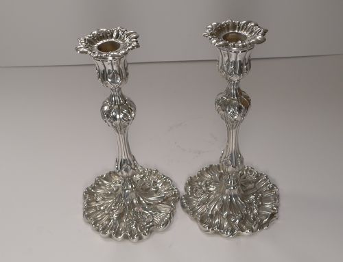 PAIR ANTIQUE ENGLISH ART NOUVEAU CANDLESTICKS C1900 ART NOUVEAU - ADDITIONAL PHOTO 5