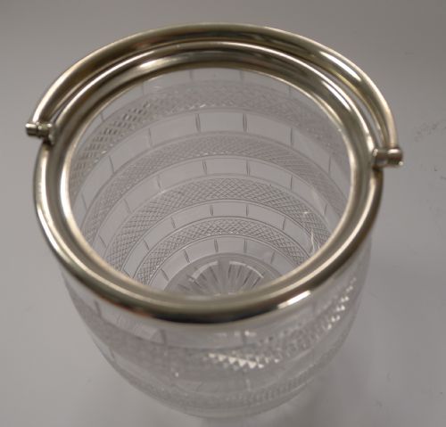QUALITY ANTIQUE ENGLISH CUT GLASS SILVER PLATE BISCUIT BOX BARREL C1860 - ADDITIONAL PHOTO 3