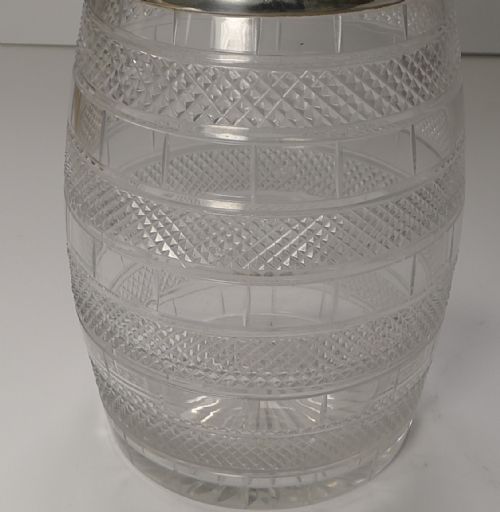 QUALITY ANTIQUE ENGLISH CUT GLASS SILVER PLATE BISCUIT BOX BARREL C1860 - ADDITIONAL PHOTO 5