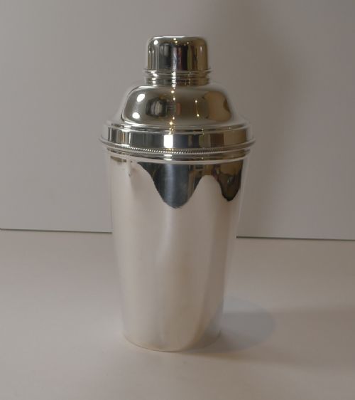 fig 1. Large Silver Plated Cocktail Shaker With Integral Lemon Squeezer