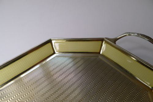 SMALL ANTIQUE BELGIAN STERLING SILVER AND GUILLOCHE ENAMEL TRAY C1920 - ADDITIONAL PHOTO 8