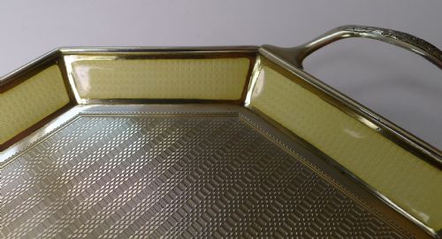 SMALL ANTIQUE BELGIAN STERLING SILVER AND GUILLOCHE ENAMEL TRAY C1920 - ADDITIONAL PHOTO 9