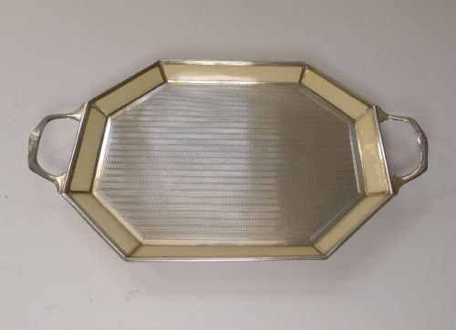 SMALL ANTIQUE BELGIAN STERLING SILVER AND GUILLOCHE ENAMEL TRAY C1920 - ADDITIONAL PHOTO 16