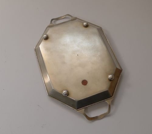 SMALL ANTIQUE BELGIAN STERLING SILVER AND GUILLOCHE ENAMEL TRAY C1920 - ADDITIONAL PHOTO 17