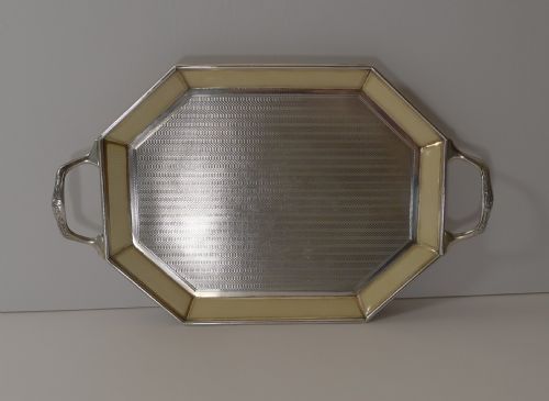 SMALL ANTIQUE BELGIAN STERLING SILVER AND GUILLOCHE ENAMEL TRAY C1920 - ADDITIONAL PHOTO 19