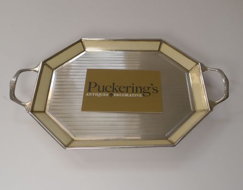 SMALL ANTIQUE BELGIAN STERLING SILVER AND GUILLOCHE ENAMEL TRAY C1920 - ADDITIONAL PHOTO 20