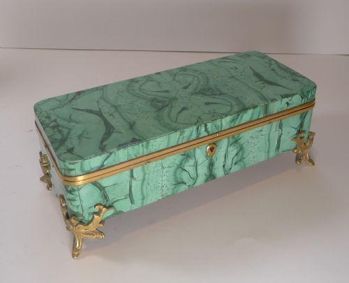 fig 1. Fine Antique French Malachite and Bronze Jewellery Box c.1890