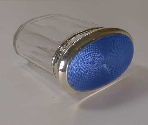 Antique English Silver and Blue Enamel Lidded Jar - 1904