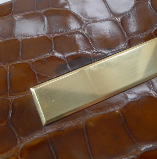 SMART ANTIQUE ENGLISH CROCODILE ALLIGATOR SKIN JEWELLERY BOX C1890 - ADDITIONAL PHOTO 14