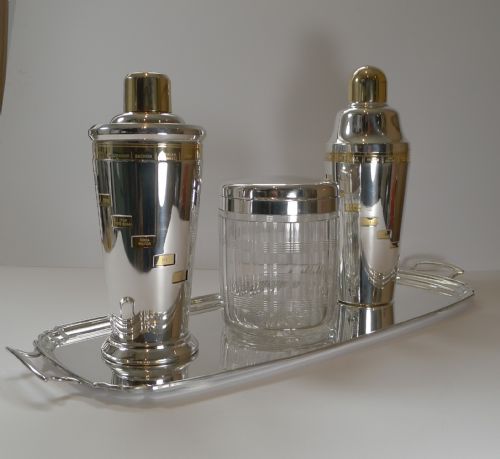 fig 1. Stunning English Art Deco Silver Plated Cocktail Tray c.1920