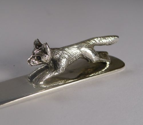 English Solid Sterling Silver Letter Opener - Fox - 1935