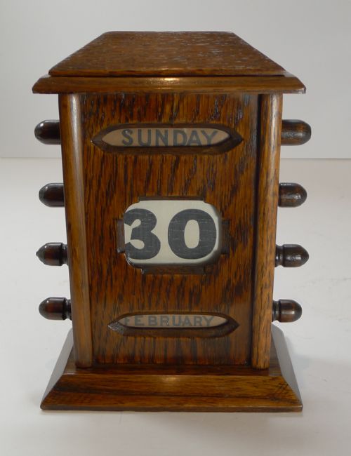 Small Antique English Oak Perpetual Calendar C.1900