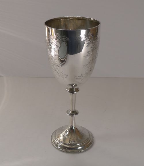 Fine Fern Engraved Sterling Silver Goblet - 1883