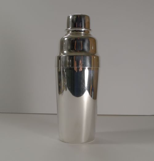 fig 1. Silver Plated Cocktail Shaker by Christofle, Paris c.1935 With Lemon Squeezer