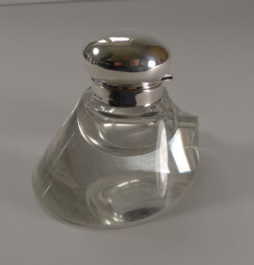 Antique Sterling Silver Topped Horse Hoof Inkwell - 1903
