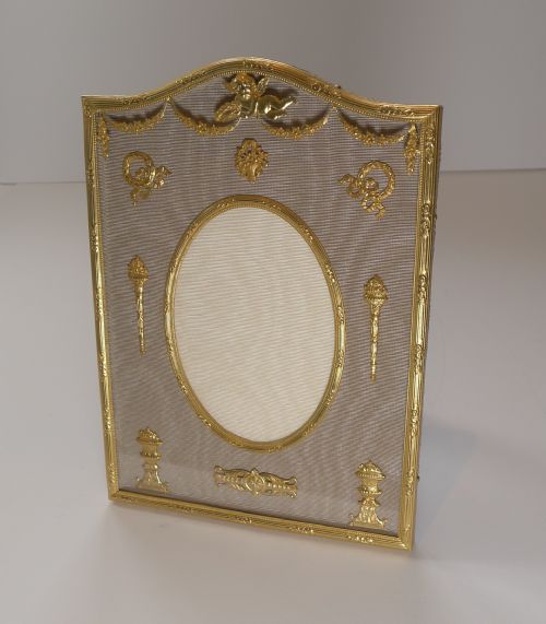 Antique French Gilded Bronze Picture Frame - Cherub C.1900