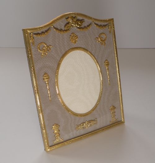 fig 1. Antique French Gilded Bronze Picture Frame - Cherub c.1900