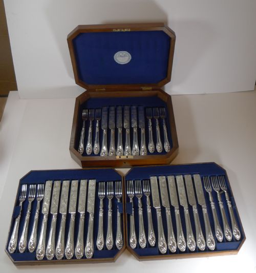 Rare Setting for 18 - Fruit / Desert Knives and Forks C.1860