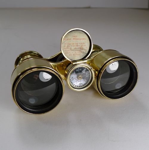 Antique English Field Glasses / Binoculars by Lawrence and Mayo - With Compass