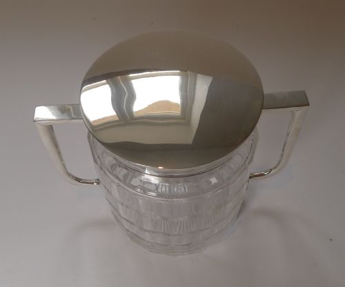 EARLY 20TH CENTURY FACETED GLASS SILVER PLATED BISCUIT BOX C1920 - ADDITIONAL PHOTO 2