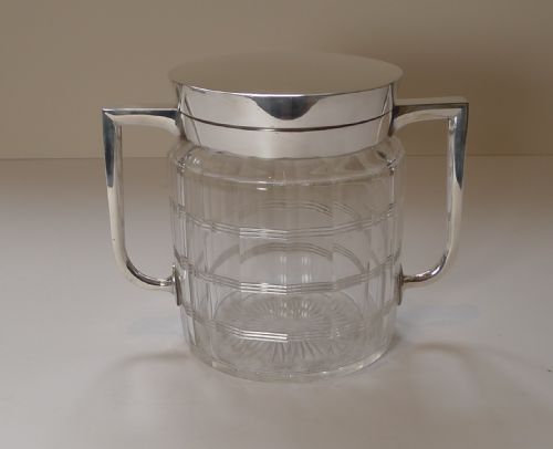EARLY 20TH CENTURY FACETED GLASS SILVER PLATED BISCUIT BOX C1920 - ADDITIONAL PHOTO 3