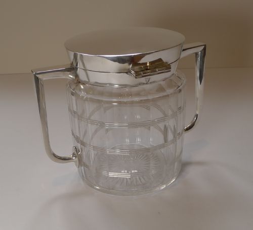 EARLY 20TH CENTURY FACETED GLASS SILVER PLATED BISCUIT BOX C1920 - ADDITIONAL PHOTO 4