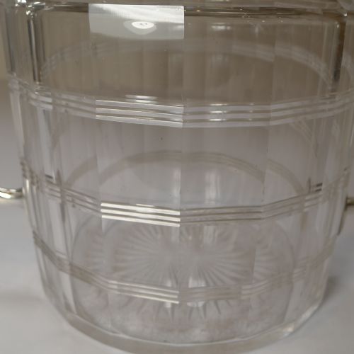 EARLY 20TH CENTURY FACETED GLASS SILVER PLATED BISCUIT BOX C1920 - ADDITIONAL PHOTO 6