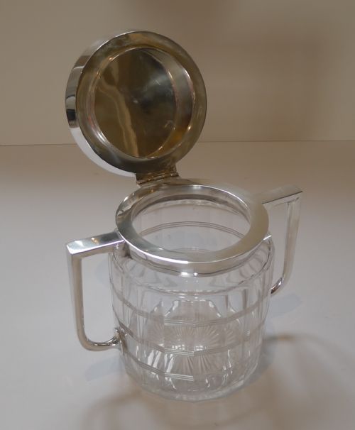 EARLY 20TH CENTURY FACETED GLASS SILVER PLATED BISCUIT BOX C1920 - ADDITIONAL PHOTO 8