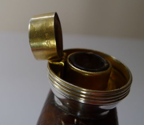 RARE CROCODILE STERLING SILVER HIP SPIRIT FLASK WITH COLLAPSABLE CUP 1911 - ADDITIONAL PHOTO 14