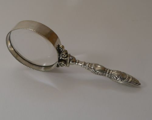 fig 1. Antique English Silver Handled Magnifying Glass - 1906