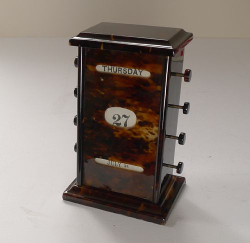 Rare Antique English Tortoiseshell Perpetual Desk Calendar C.1900