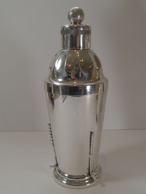 Rare English Golf Cocktail Shaker by Walker & Hall C.1930