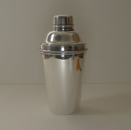 Large English Art Deco Silver Plated Cocktail Shaker by James Dixon & Sons
