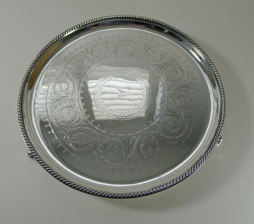 Victorian Silver Plated Drinks Salver / Tray by Elkington & Co. - 1877