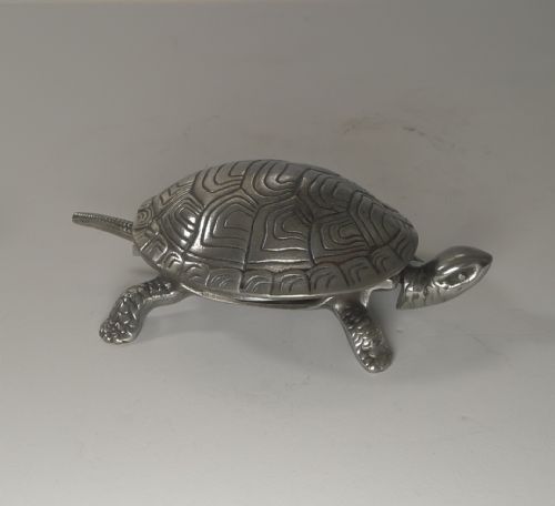 Handsome German Figural Mechanical Desk / Counter Bell - Tortoise