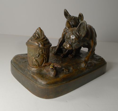 French Bulldogs Chasing a Bee - Inkwell by E Samson C.1940