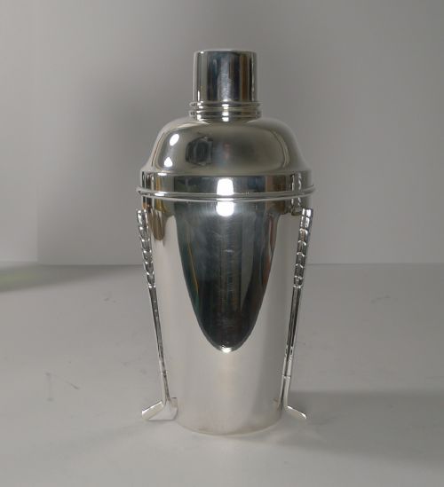 Rare Large English Golfing Cocktail Shaker by Walker & Hall C.1930