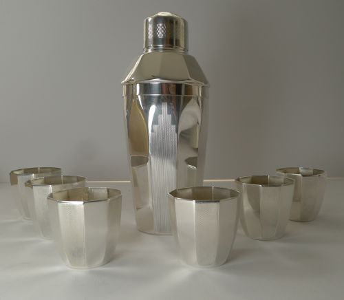 Art Deco Cocktail Shaker / Set by Elkington & Co.