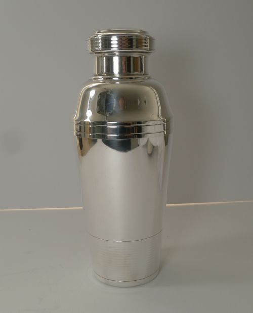Striking Large French Art Deco Silver Plated Cocktail Shaker C.1930