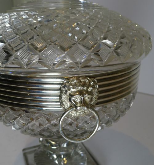 GRAND CUT CRYSTAL DUTCH SILVER COVERED SWEET CANDY BOWL C1880 - ADDITIONAL PHOTO 4