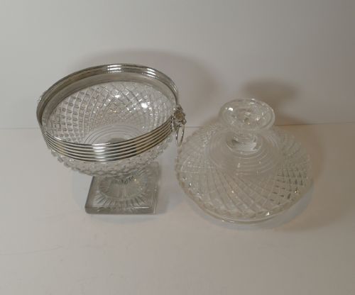 GRAND CUT CRYSTAL DUTCH SILVER COVERED SWEET CANDY BOWL C1880 - ADDITIONAL PHOTO 14