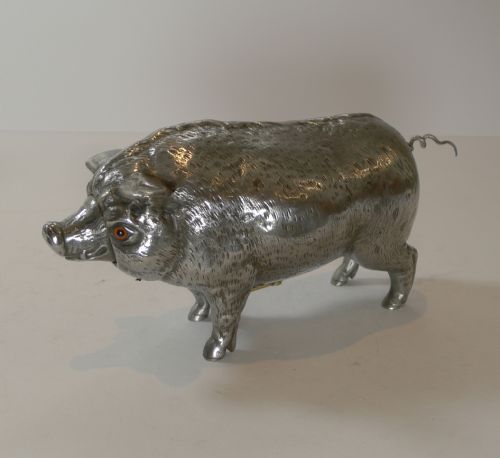 Rare Polished Pig / Hog Mechanical Bell C.1890