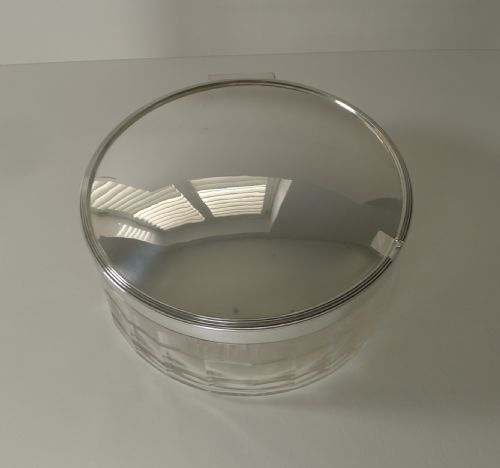 UNUSUAL SCOTTISH CUT GLASS AND SILVER PLATED LIDDED SERVING DISH C1920 - ADDITIONAL PHOTO 1