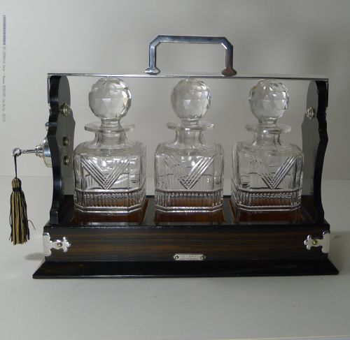 Antique English Coromandel & Silver Plated Tantalus - Mappin & Webb