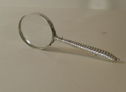Antique English Sterling Silver Magnifying Glass - 1888