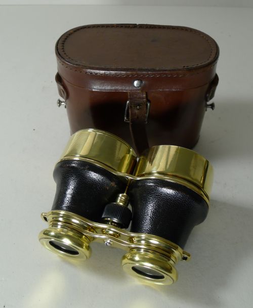 Unusual Pair French Antique English Binoculars C.1900