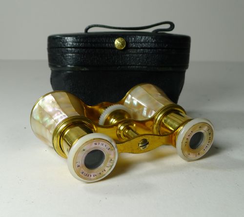 Fine Pair Antique Mother of Pearl Opera Glasses by Lemaire, Paris C.1890
