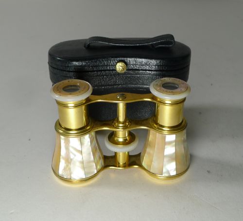 fig 1. Fine Pair Antique Mother of Pearl Opera Glasses by LeMaire, Paris c.1890
