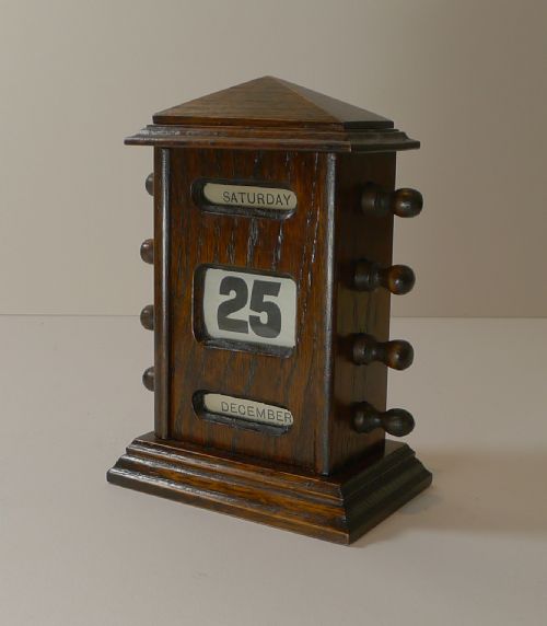Small Antique English Oak Perpetual Calendar C.1900